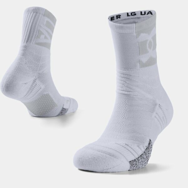 Calcetines Under Armour Playmaker Crew unisex Blanco / Halo Gris / Blanco L