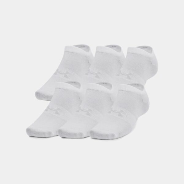 Paquete de 6 calcetines Under Armour Essential No Show unisex Blanco / Blanco / Halo Gris L