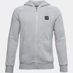 Sudadera con capucha y cremallera completa Under Armour Rival Fleece para niño Mod Gris Light Heather / Onyx Blanco YMD