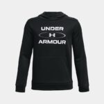 Sudadera con capucha Armour Fleece® Graphic para niño Negro / Blanco YLG