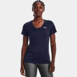 Camiseta con cuello de pico Under Armour Tech™ para mujer Midnight Marino Azul / Cadet / Metalico Plata XS