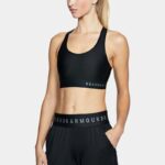 Sujetador deportivo Armour® Mid para mujer Negro / Negro / Metalico Plata XS
