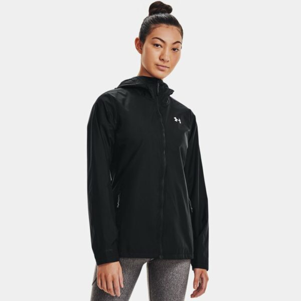 Chaqueta impermeable Under Armour Storm Forefront para mujer Negro / Ghost Gris XXL