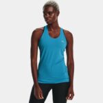 Camiseta sin mangas HeatGear® Armour Racer para mujer Capri / Metalico Plata M