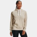 Sudadera con capucha de tejido Fleece Under Armour Rival HB para mujer Oatmeal Light Heather / Blanco L