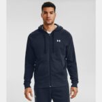 Sudadera con capucha y cremallera completa de algodón Under Armour Rival para hombre Midnight Marino Azul / Onyx Blanco L