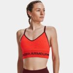 Sujetador deportivo Under Armour Seamless Low Long Heather para mujer Bolt Rojo / Chestnut Rojo / Chestnut Rojo L