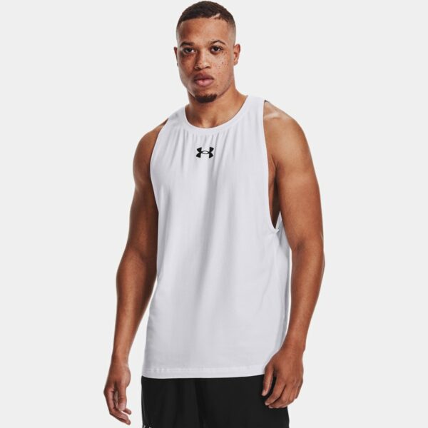 Camiseta sin mangas de algodón Under Armour Baseline para hombre Blanco / Negro / Negro L