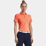 Polo de manga corta Under Armour Zinger para mujer Afterglow / Sunset Boulevard / Metalico Plata S