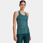Camiseta sin mangas HeatGear® Armour Racer Print para mujer Tourmaline Teal / Metalico Plata L