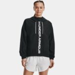 Chaqueta con cremallera completa Under Armour RUSH™ Woven para mujer Negro / Negro / Blanco L