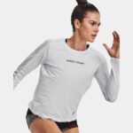 Camiseta de manga larga Under Armour Pieced Mesh para mujer Blanco / Negro L